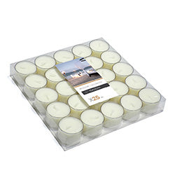 SET X25 VELA TEALIGHT 9HS FRASCO VIDRIO CAJA PVC