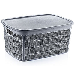 CESTO 10L C/TAPA Y ASAS PLASTICO SURT. 34x24x15CM