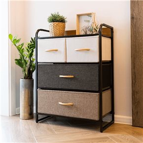 MUEBLE 4 CESTOS TELA ESTRUCTURA ACERO 58X29X78.5CM