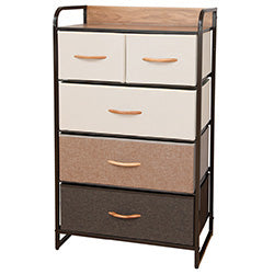 MUEBLE 5 CESTOS TELA ESTRUCTURA ACERO 58X29X99CM