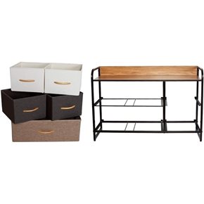 MUEBLE 5 CESTOS TELA ESTRUCTURA ACERO 87.5X29X58CM