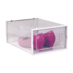 CAJA PARA ZAPATOS PLEGABLE TRANSPARENTE. 34X23X14CM