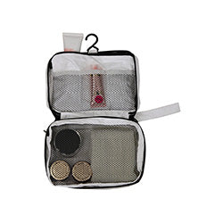 NECESSAIRE P/ COLGAR POLIETILENO BLANCO/NEGRO. 22X8X15CM
