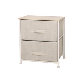 MUEBLE 2 CESTOS TELA ESTRUCTURA ACERO BEIGE. 45X30X51CM