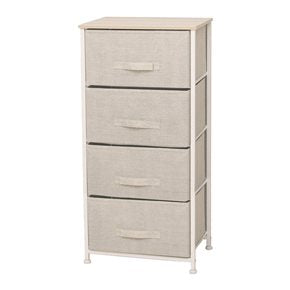 MUEBLE 4 CESTOS TELA ESTRUCTURA ACERO BEIGE. 45X30X95CM