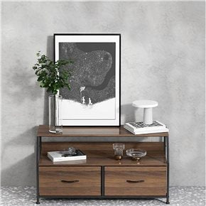 MUEBLE 2 CAJONES CON ESTANTE 93x39x49CM MADERA