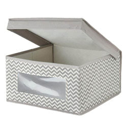 CAJA ORGANIZADORA CON TAPA TELA 30x30x16CM GRIS