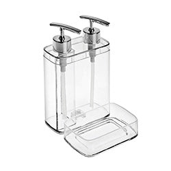 DISPENSADOR C/ DIVISION JABON/DETER TRANSP. 13X14X22