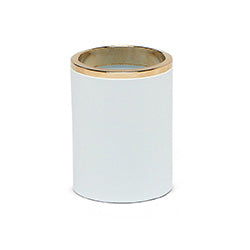 VASO P/ BAÑO LENOX BLANCO/DORADO. D8X10.5CM