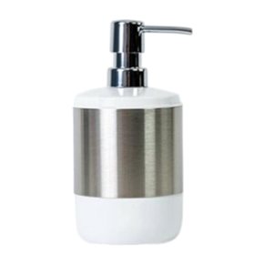 DISPENSADOR DE JABON LIMA 450ML ACERO INOX BLANCO
