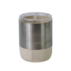 PORTACEPILLOS LIMA ACERO INOXIDABLE BEIGE. D8.5xH10CM