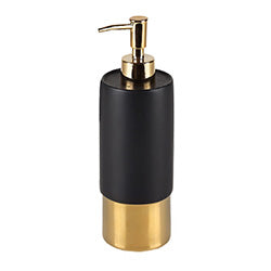DISPENSADOR DE JABON 430ML CERAMICA NEGRO/DORADO