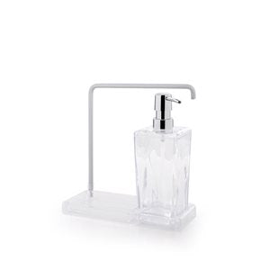 DISPENSADOR JABON C/PORTA TRAPO 9X7.5X20CM TRANSPA