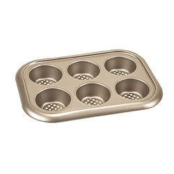 MOLDE MUFFIN x6 ACERO CHAMPAGNE. 29x21x3.5CM/ESPESOR 0.5MM