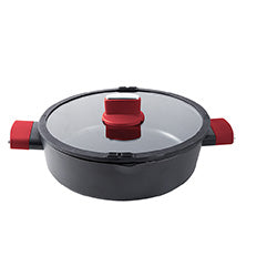 OLLA BAJA C/TAPA ALUM ANTIAD INDUC  3L NEGRO. 26x7CM