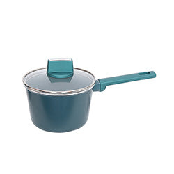 CACEROLA C/TAPA ALUMINIO INDUCC  1.5L VERDE. 16x11CM