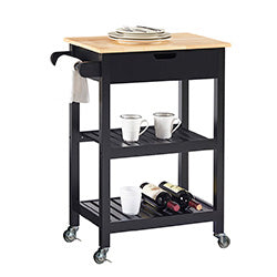 MESA SERVICIO MADERA 2 EST 1 CAJ 64X39X85CM NEGRO