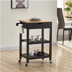 MESA SERVICIO MADERA 2 EST 1 CAJ 64X39X85CM NEGRO
