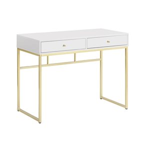 ESCRITORIO MDF/METAL 100x48x78CM DORADO/BLANCO