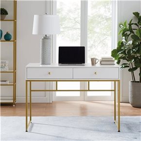 ESCRITORIO MDF/METAL 100x48x78CM DORADO/BLANCO