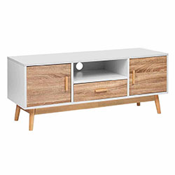 RACK MADERA/MELAMINA 120x40x49CM BLANCO/NATURAL
