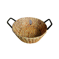 CANASTA REDONDA C/ ASAS JACINTO DE AGUA. D33X12CM