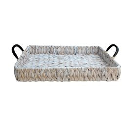 BANDEJA RECT C/ASAS 48X38X7CM JACINTO DE AGUA BCO