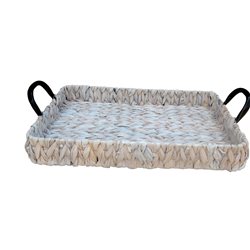 BANDEJA RECT C/ASAS 44X34X6CM JACINTO DE AGUA BCO