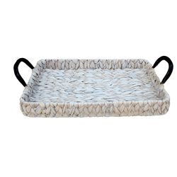 BANDEJA RECT C/ASAS 40X30X5CM JACINTO DE AGUA BCO