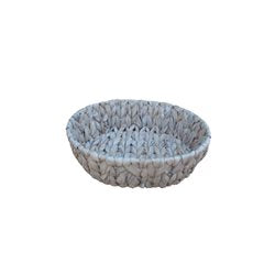 PANERA OVAL 26X21X7CM JACINTO DE AGUA BLANCO