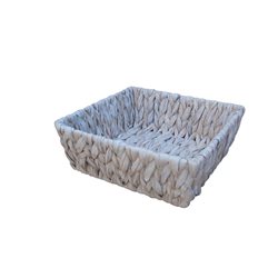 PANERA CUADRADA 23X23X8CM JACINTO DE AGUA BLANCO