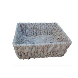 PANERA CUADRADA 23X23X8CM JACINTO DE AGUA BLANCO