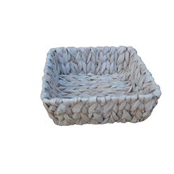 PANERA CUADRADA 20X20X7CM JACINTO DE AGUA BLANCO