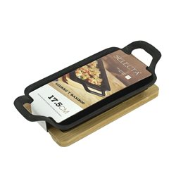 FUENTE RECTANGULAR HIERRO C/ BASE BAMBOO. 10X17.5X2.5CM