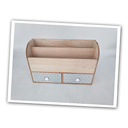 ORGANIZADOR ESCRITORIO 2 CAJ MAD. 30x11x20CM GRIS