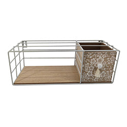 ORGANIZADOR DE ESCRITORIO MADERA  FLORES. 36x13x12CM