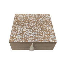 CAJA DE MADERA 20x20.5x7CM FLORES