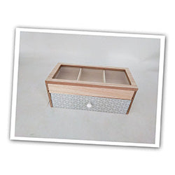 CAJA DE TE 3 DIVISIONES 1 CAJON 26x14.5x11CM GRIS