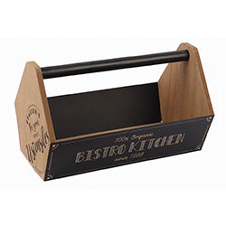 CESTA C/DESTAPADOR MADERA NATURAL/NEGRO. 30X18x18CM