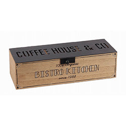 CAJA DE TE 3 DIVISIONES MADERA NATURAL/NEGRO 23x9x6CM