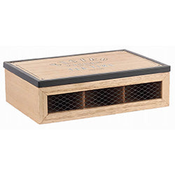 CAJA DE TE 3 DIVISIONES MADERA NATURAL 24x16x7CM