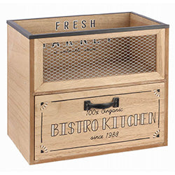 ORGANIZADOR CON CAJON MADERA NATURAL 30x18x27CM