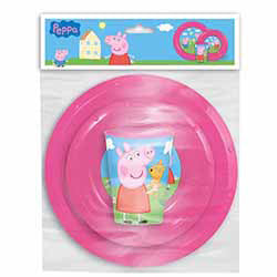 SET 3PZAS PLATO BOWL Y VASO 260ML PEPPA PIG