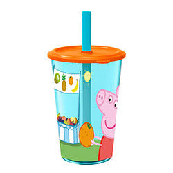 VASO CONICO 425ML C/TAPA SORBITO PEPPA PIG