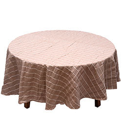 MANTEL REDONDO TUSOR RAYAS SIMPLE CAQUI D1.8M