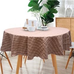 MANTEL REDONDO TUSOR RAYAS SIMPLE CAQUI D1.8M