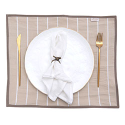 SET X4 INDIV TUSOR RAYAS NATURAL 35X55CM