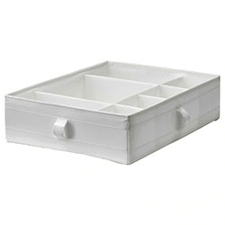 ORGANIZADOR CON DIVISIONES TELA BLANCO 44x34x11CM
