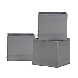 SET 3 ORGANIZADORES TELA GRIS 14x14x13CM