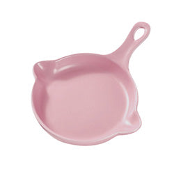PLATO CON MANGO CERAMICA ROSA MATE. 20x16x3CM